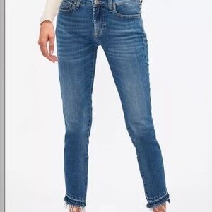 7 For All Mankind Cropped Boot Jeans Women's 28 Blue Denim Raw Hem